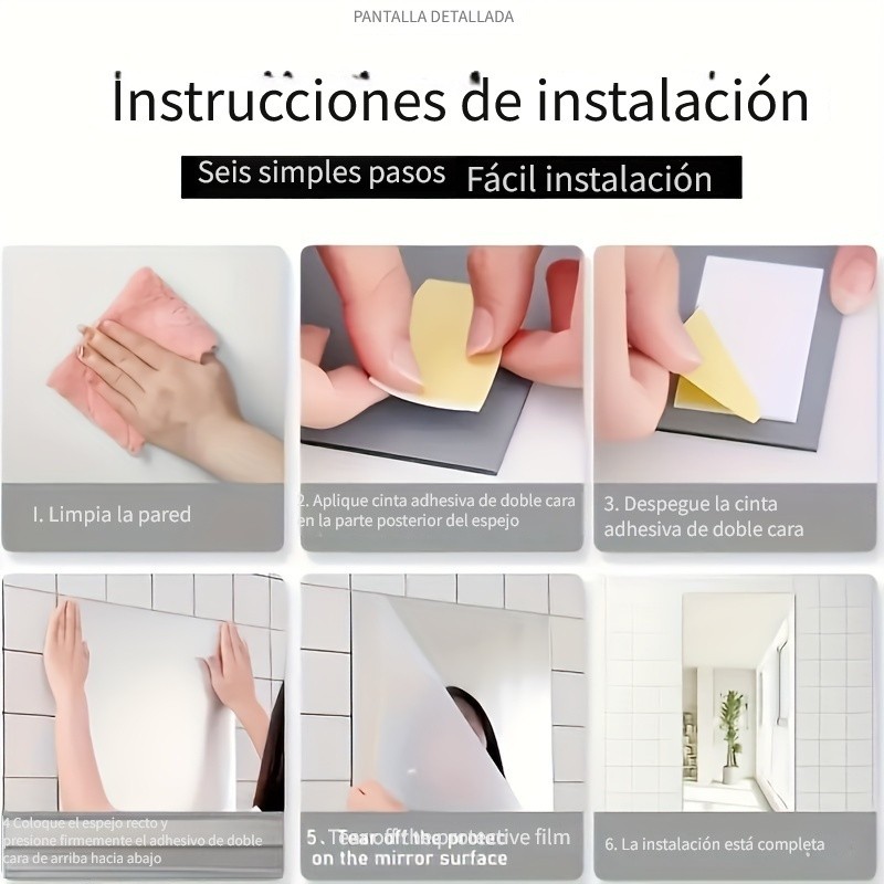 4Pcs Self Adhesive Rectangle Acrylic Mirror Sheets Flexible Wall Ornament