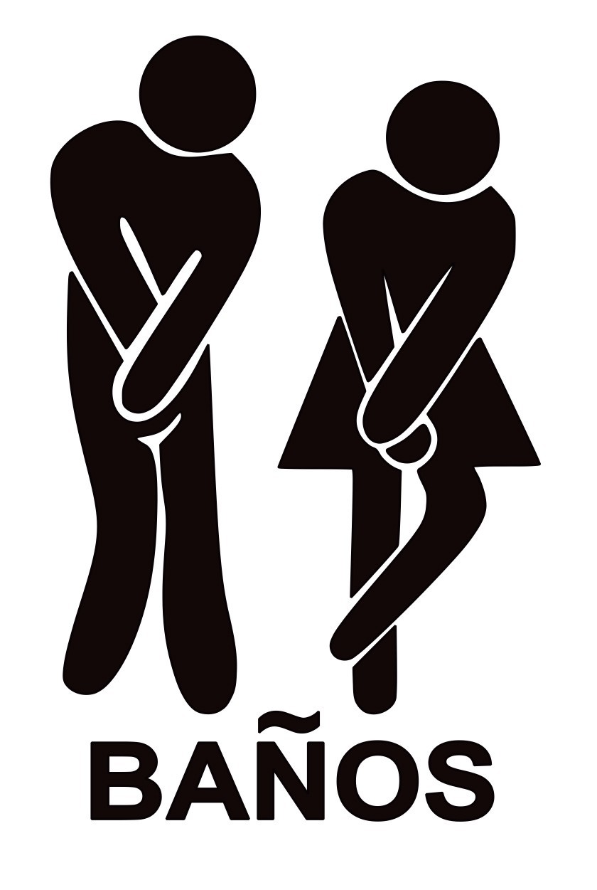 Banos toilet Bathroom door funny sign decal sticker – choose color