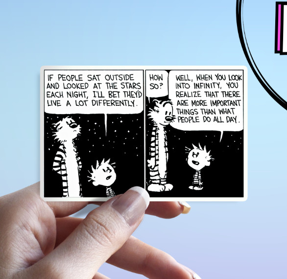 Infinity Sticker – Calvin and Hobbes Star Gazing Waterproof Cosmic Slaps Sticker
