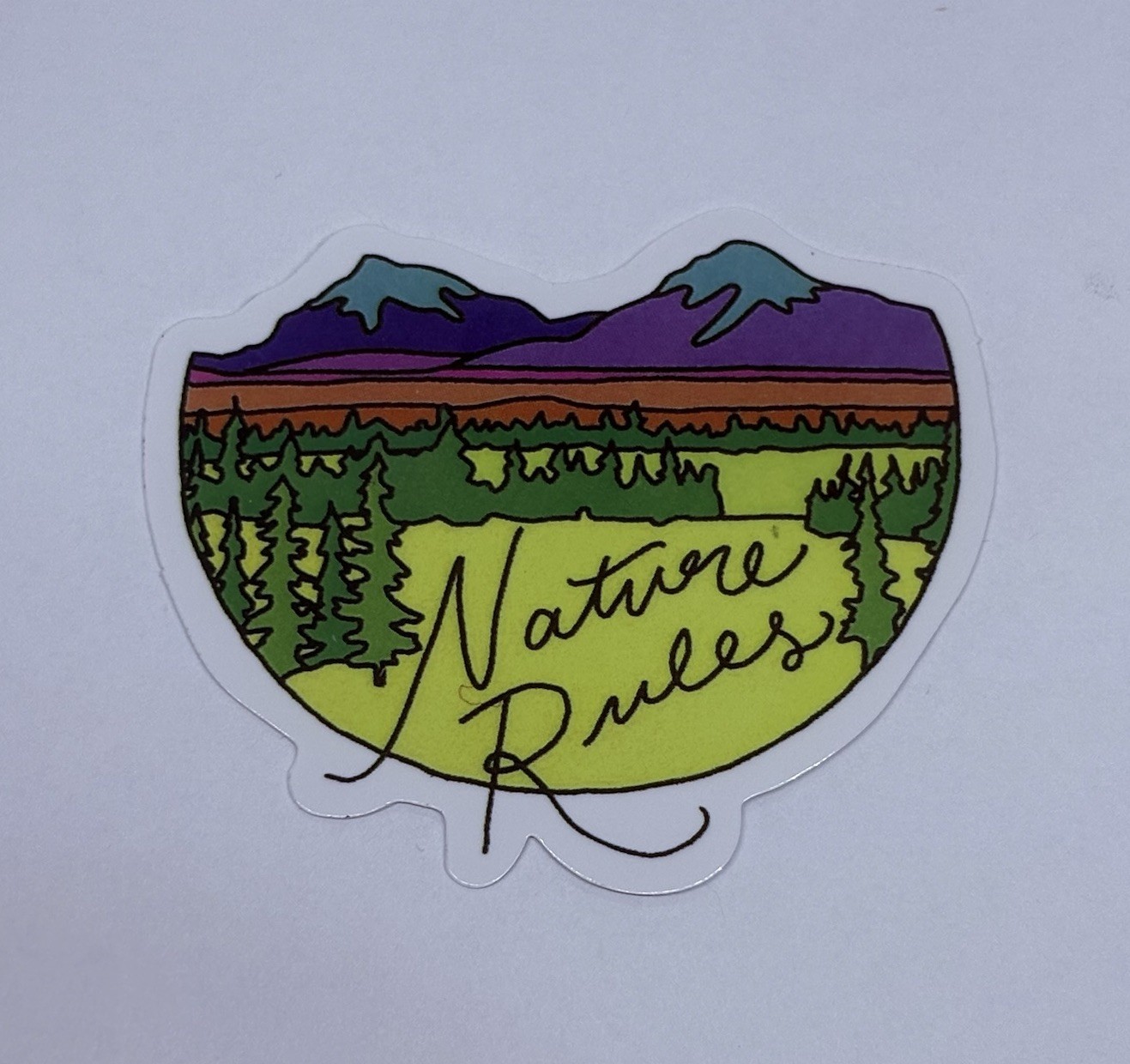 “Nature Rules” Sticker Abstract Art Hiking Fields Travel Decal Vinyl Decor Tc9