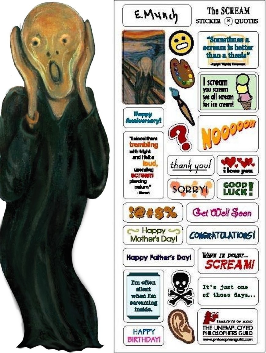 Greeting Card Stickers UPG Quotable Notables NEW Edvard Munch's The Scream