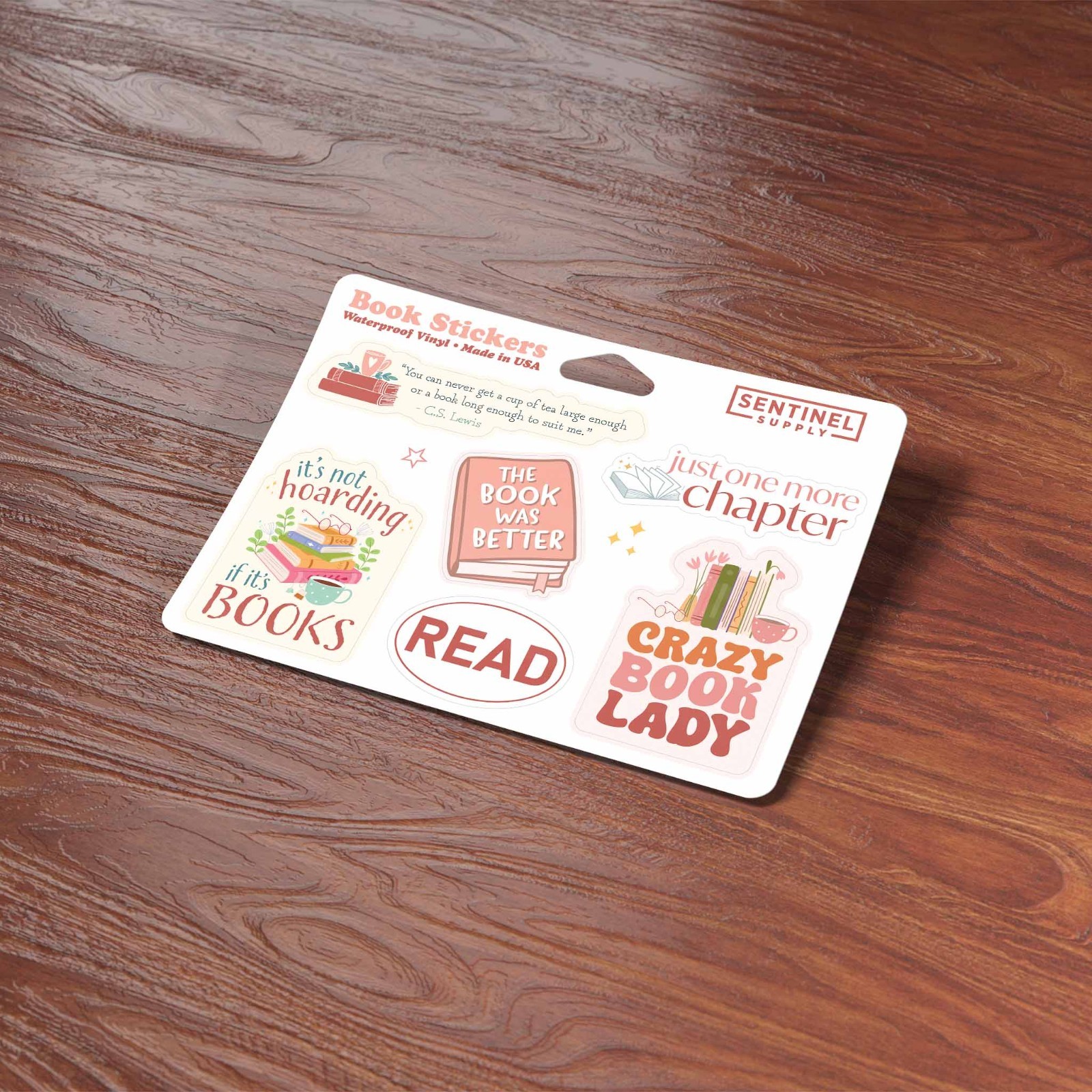 Book Sticker Sheet – Set of 6 Mini Reading Decals for Laptop & Water Bottle
