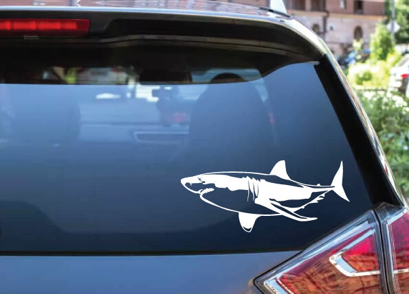 Sea Life – Great White Shark 1 Ocean Diver Car Truck Bumper DieCut Decal Sticker