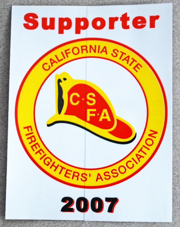 2007 California Supporter State Firefighters' Association Vinyl Sticker Decal