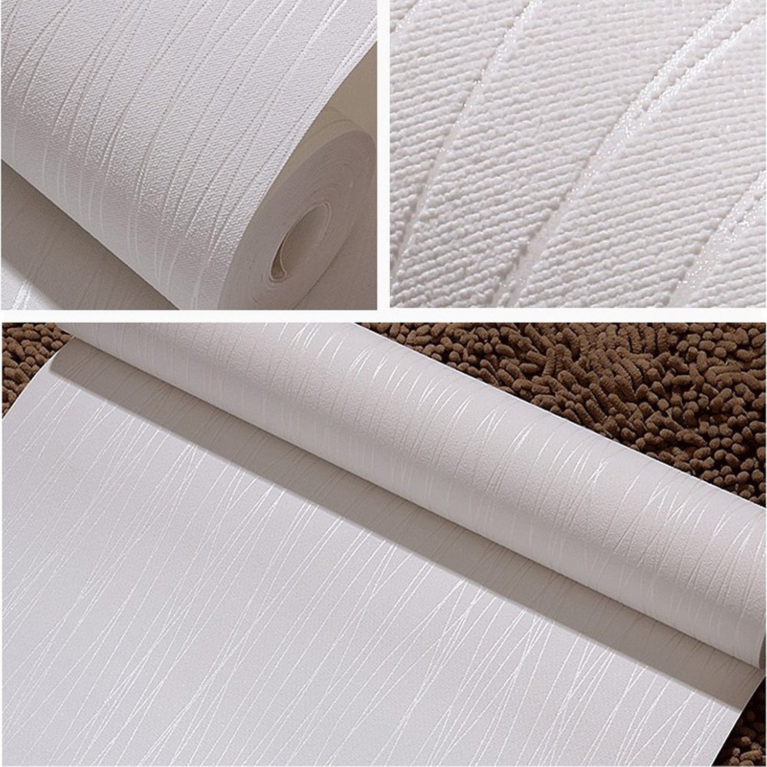QIHANG Non-Woven Classic Flocking Plain Stripe Modern Fashion Wallpaper Wall …