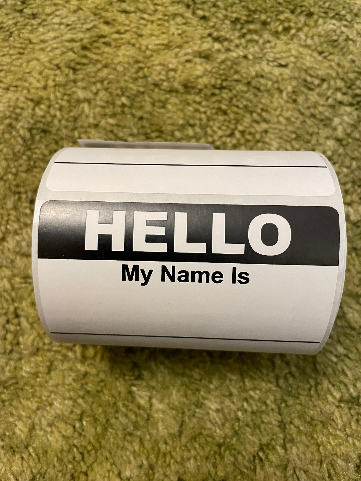 Hello My Name Is Black Sticker Label Roll