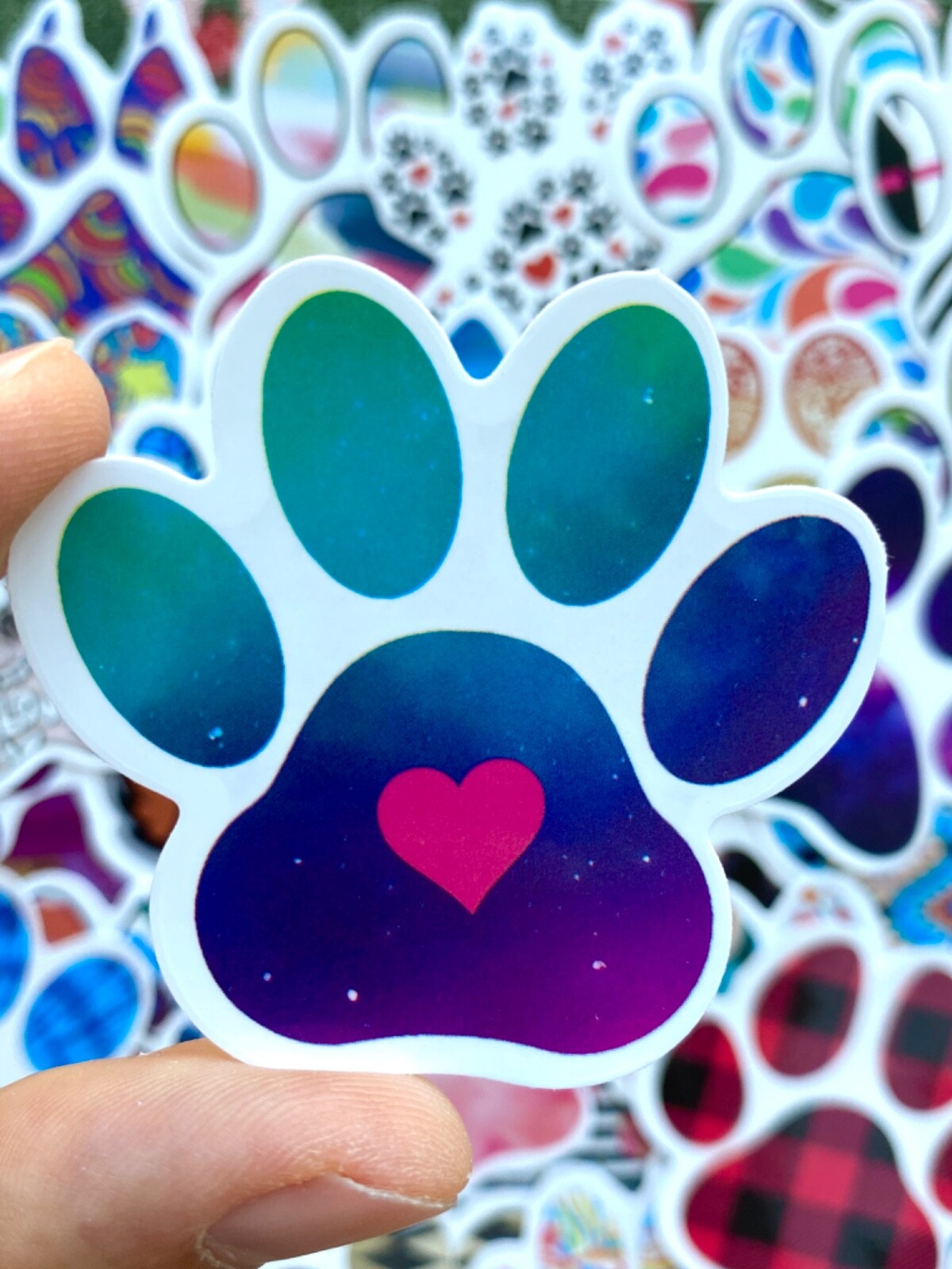 5-50 pcs Cat Dog Paw Stickers, Colorful Puppy Kitten 🐾 Laptop Car Phone Decals