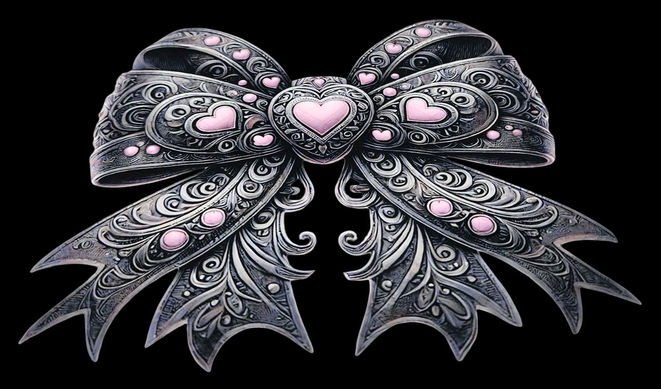 Black & Pink Goth Bow Waterproof Car Decal Wall Poster Vinyl Sticker Horror Cute
