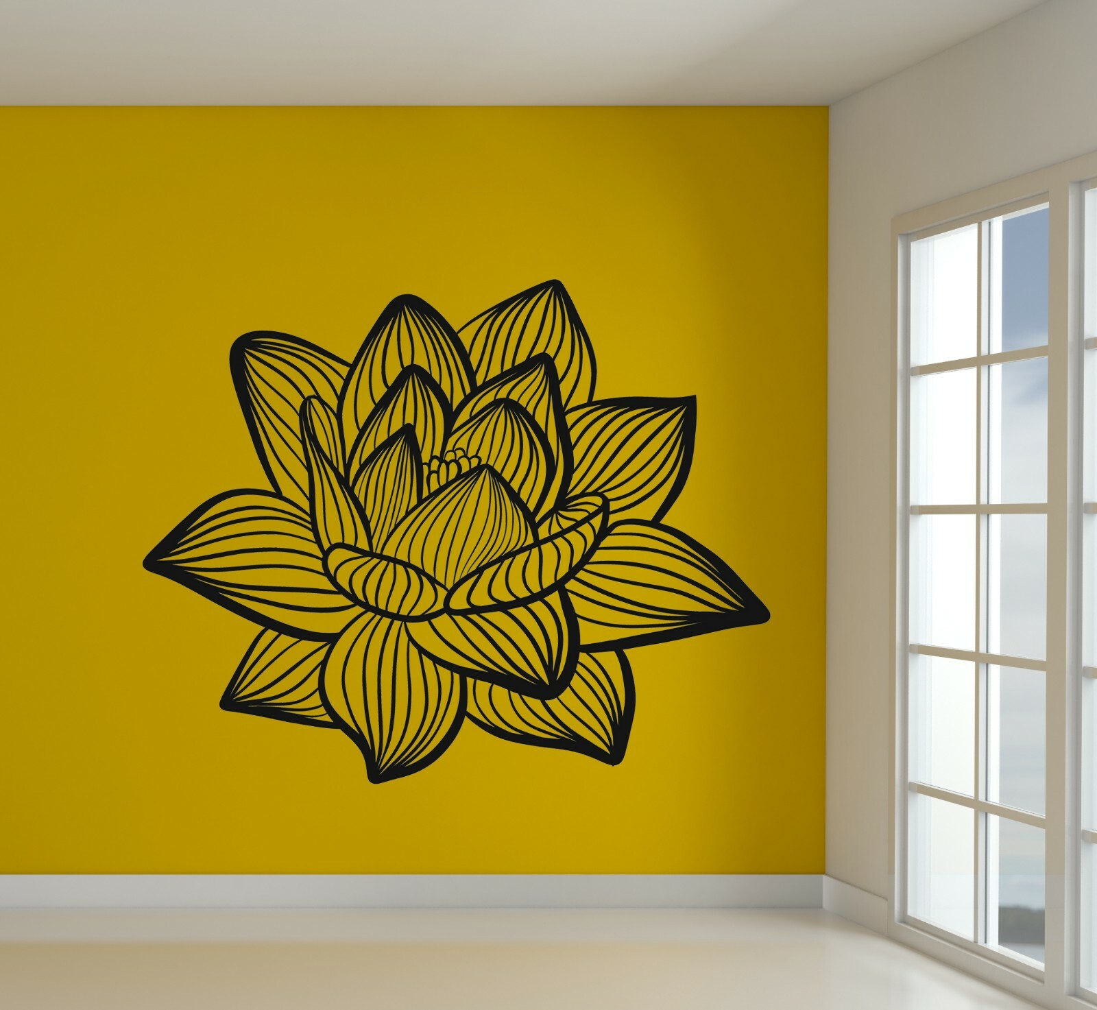 Lotus Flower Large Wall Decal Abstract Vinyl Décor Abstract Sticker Floral Gold