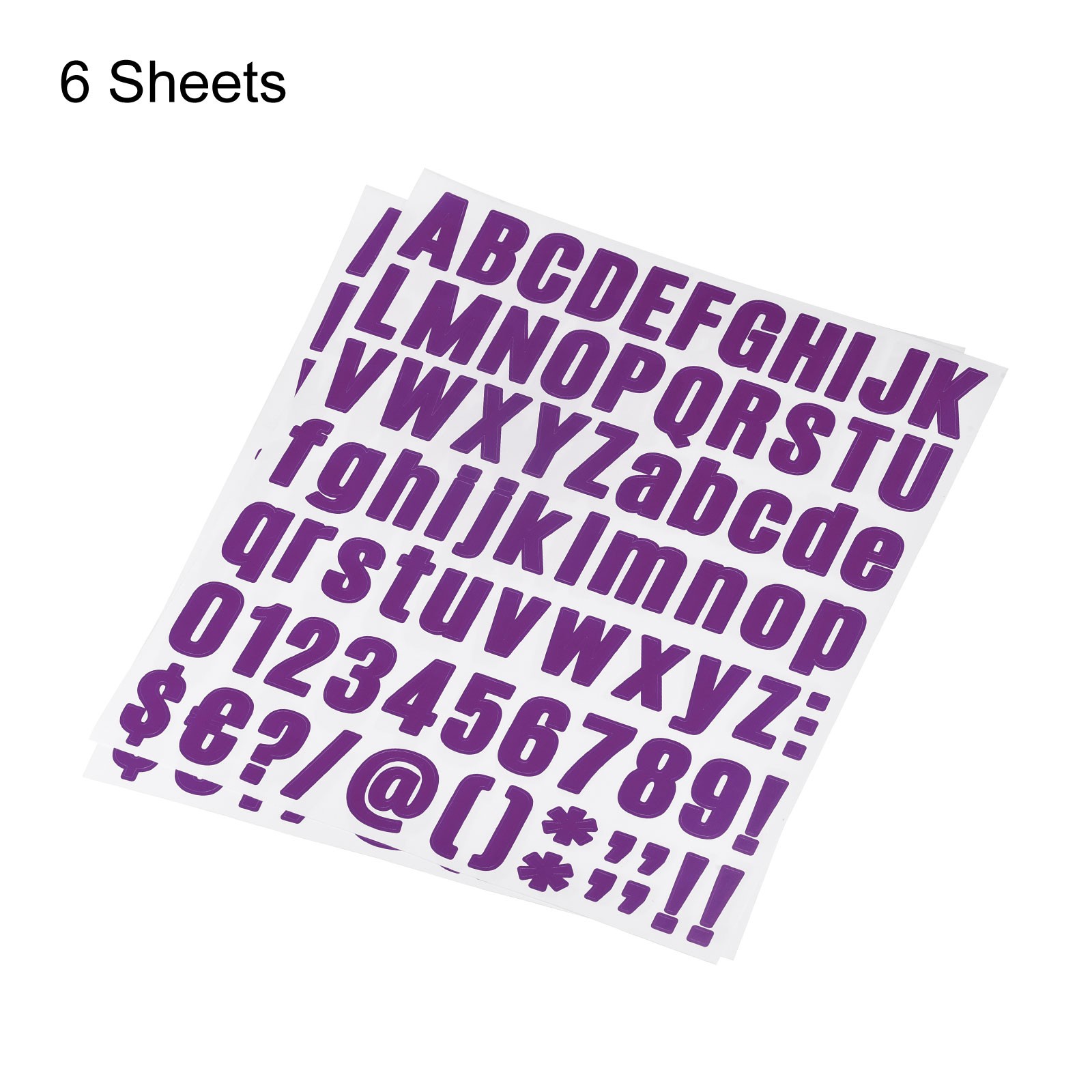 1 Inch Self Adhesive Waterproof Vinyl Letter Number Stickers 6 Sheet Purple