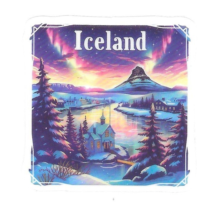Iceland Aurora Borealis Northern Lights Kirkjufell Die Cut Clear Vinyl Landscape