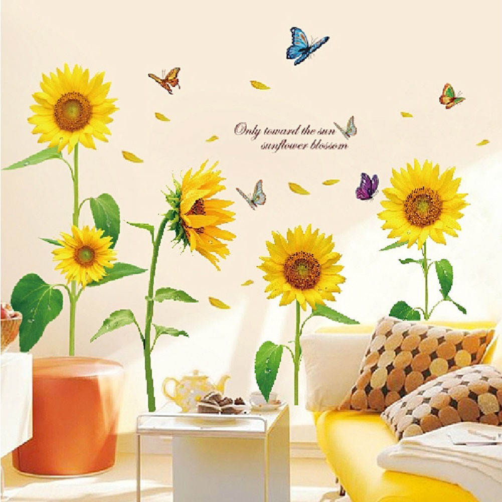 Sunflower Flower Wall Sticker Art Home Decal Mural Decoration 90cm x 60cm