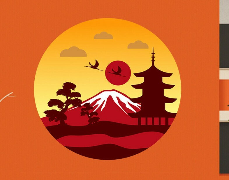 Landscape Japan Wall decal, Nature Wall sticker, Modern Wall Art Nature