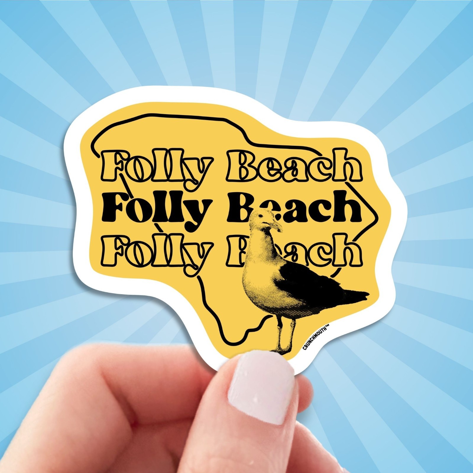 Folly Beach Travel Luggage Sticker, South Carolina Vacation Souvenir Decal