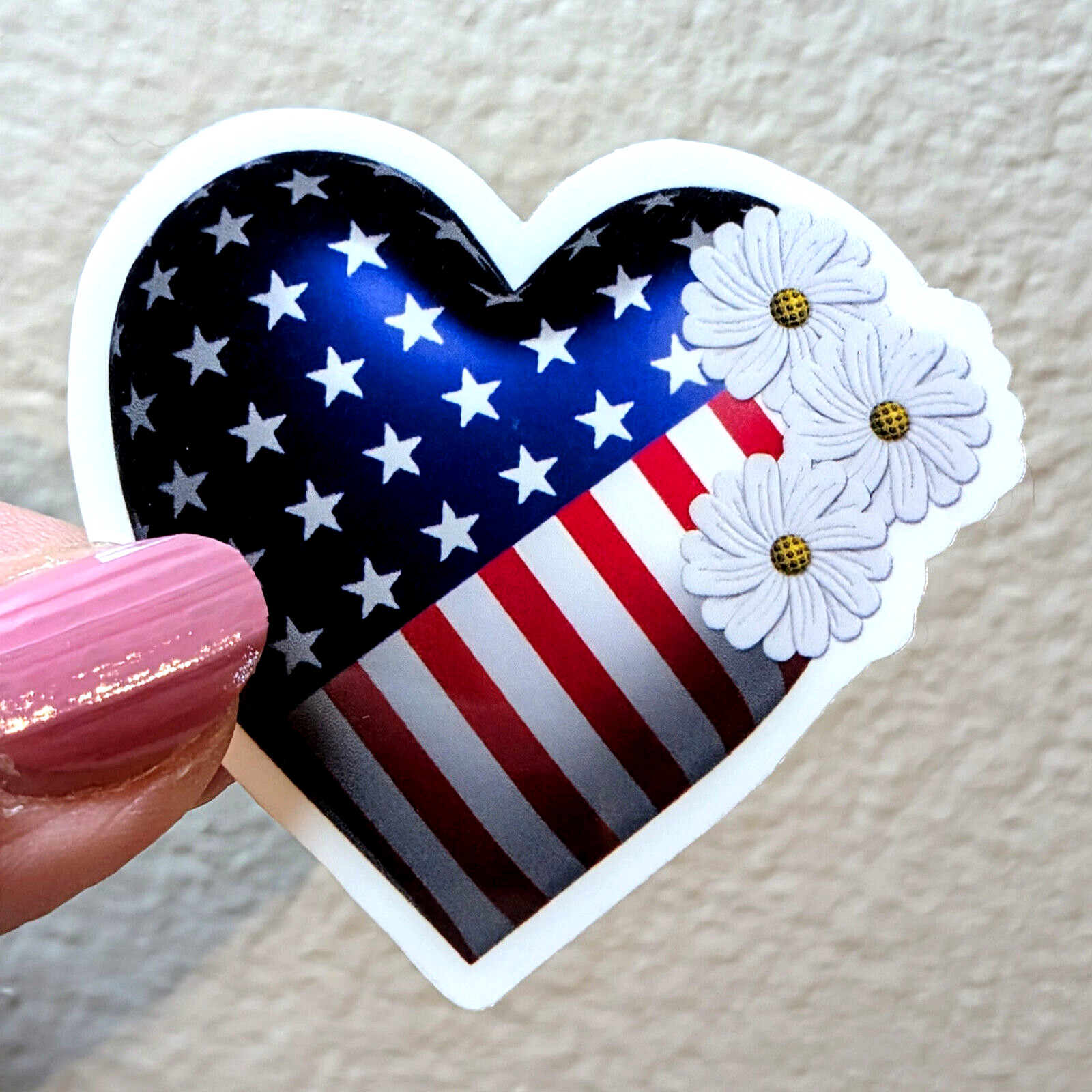 Usa Flag Heart Shaped Vinyl Stickers Cut to Shape Waterproof Decal Laptop Car