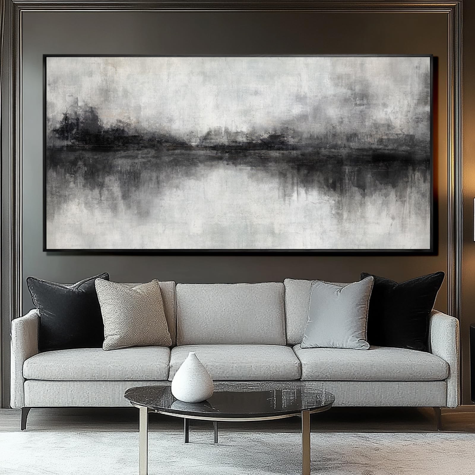 Large Abstract Canvas Wall Art Black and Grey Art Pictures for Wall Decor 29"…