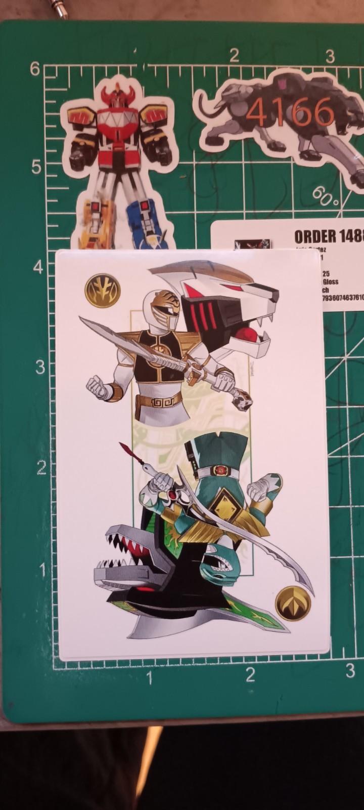 MMPR'S X TOMMY X THE GREEN RANGER X THE WHITE RANGER X 4X3 INCH STICKER X VYNIL