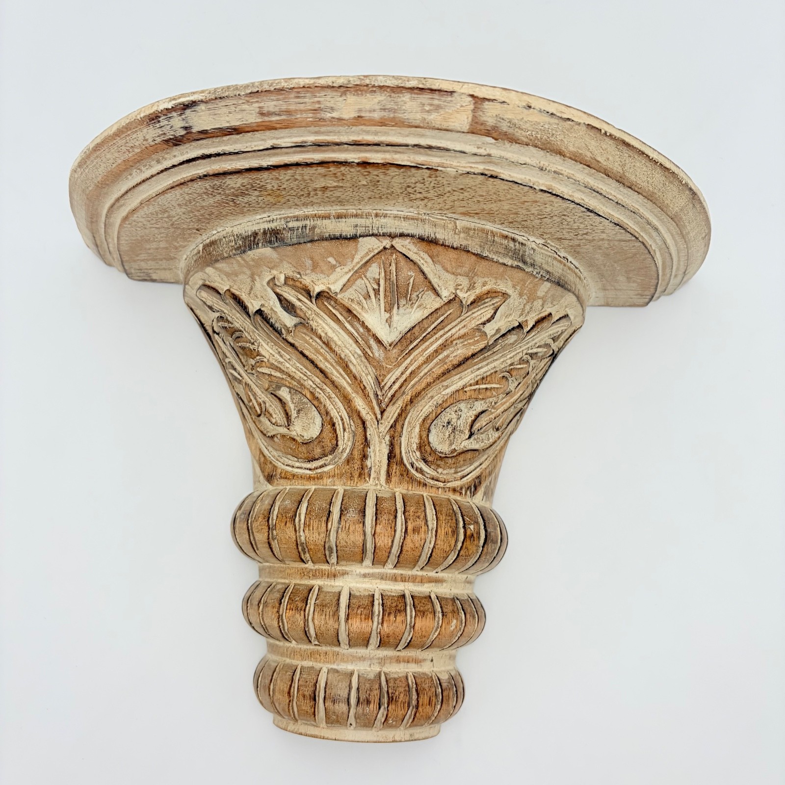 Wall Sconce Shelves Carved Wood Vintage Ornate Set of 2 made in India