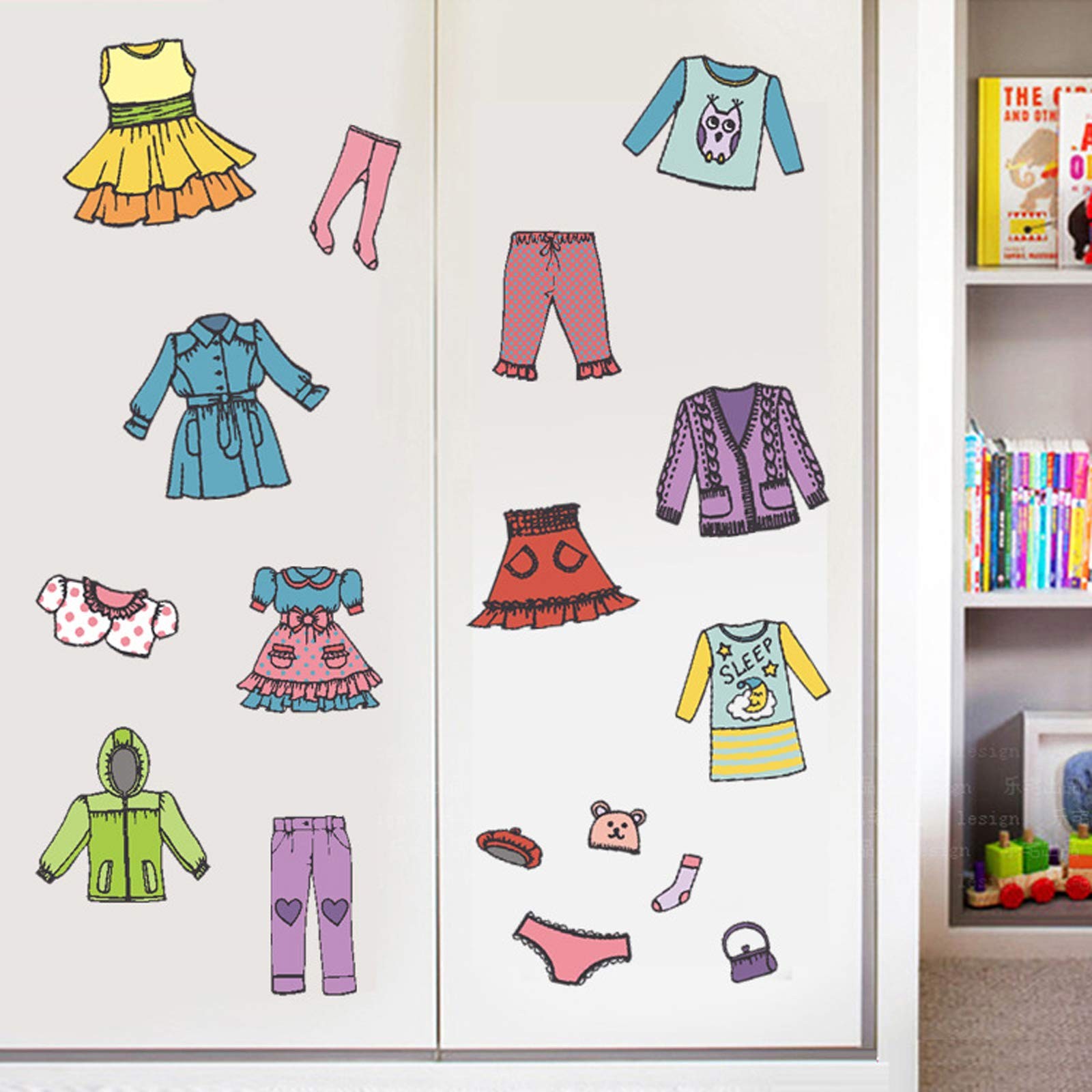 2 Sheets（31 Count） Dresser Clothing Decals 11 inch Boys Girls Clothing Sort W…