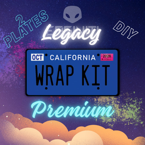 White and Obsidian Black LEGACY Matte Dark Blue California Plate Wrap DIY Kit
