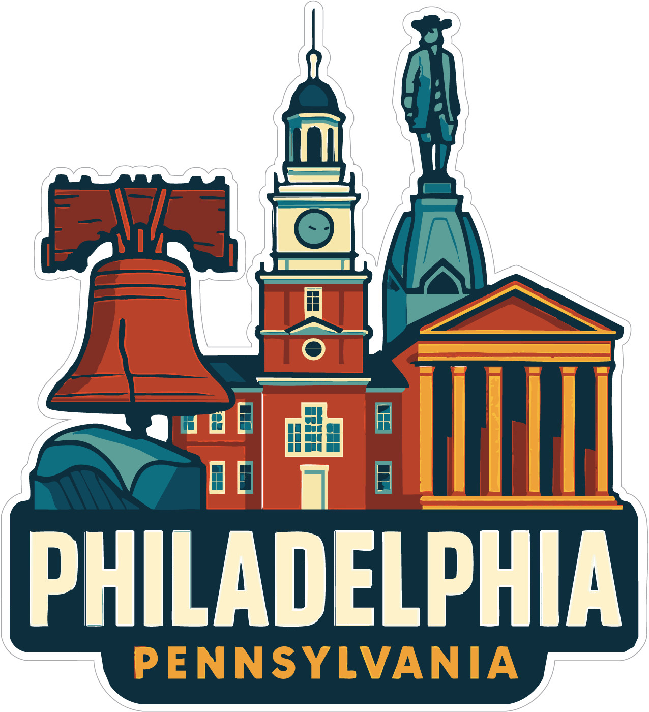 Philadelphia Sticker Decal Vinyl Die-Cut City Skyline Landmark Design
