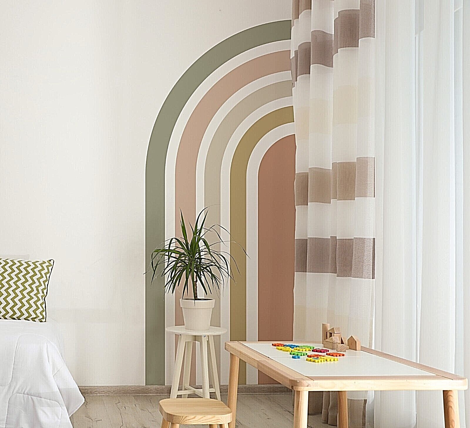 Colorful Elongated Half Rainbow Wall Decals, Stickers, Wall Art Decoration 536