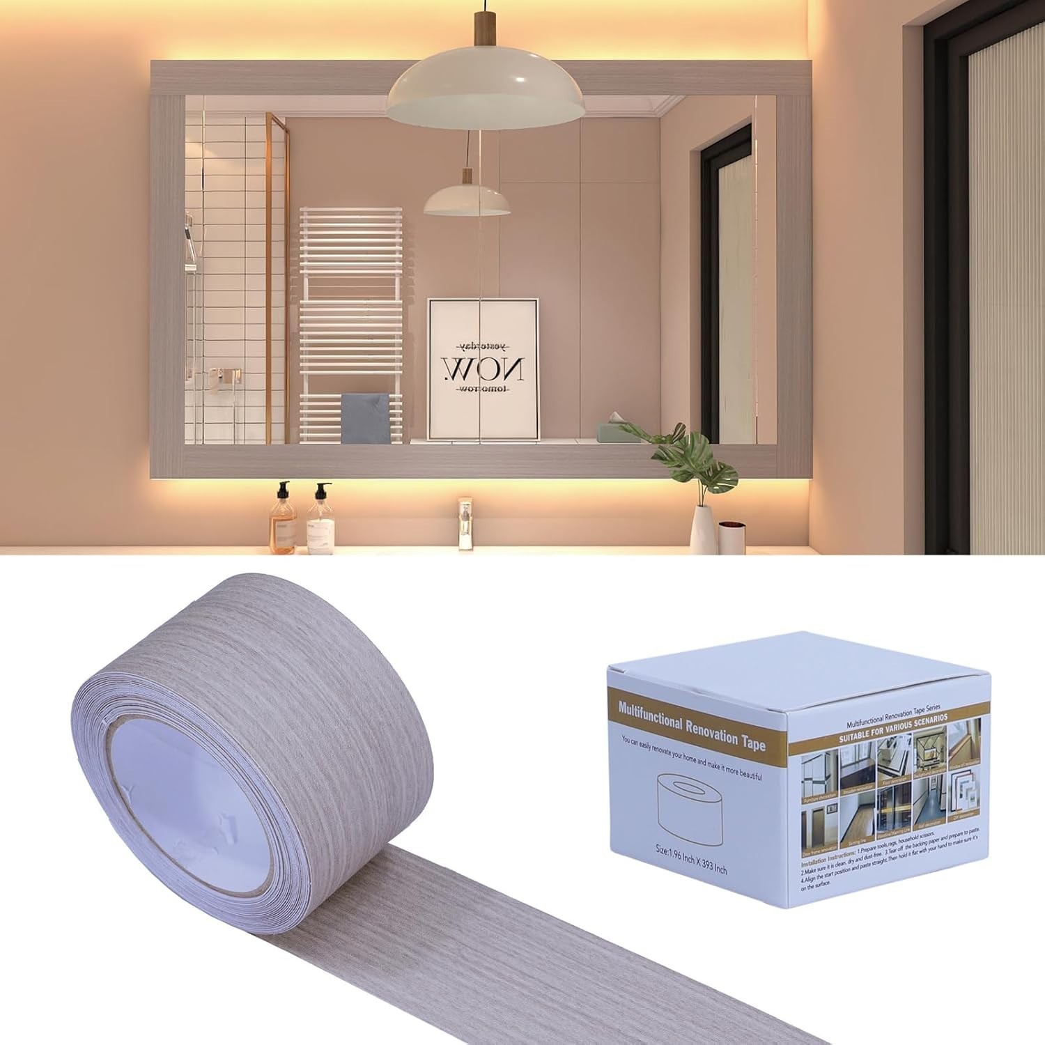 65.5 Foot! Wood Grain Renovation Tape Waterproof Self Adhesive Door Window Floor