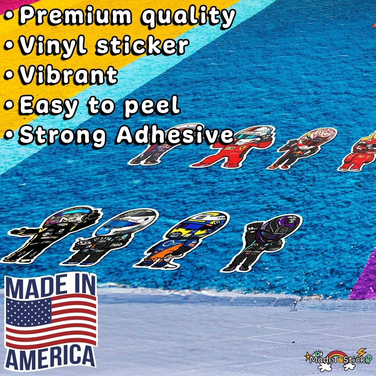 F1 Racing Drivers 2.5" x 1.5" Sticker Vinyl Decal 8-Pack