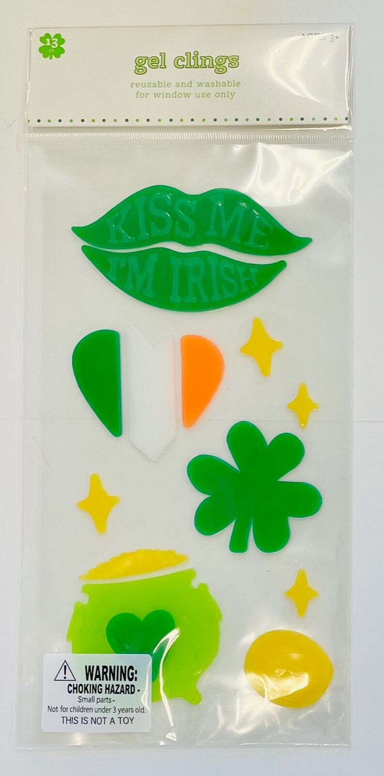 Kiss Me I'm Irish St Patrick's Day Window Gel Sticker Cling Teacher Party School