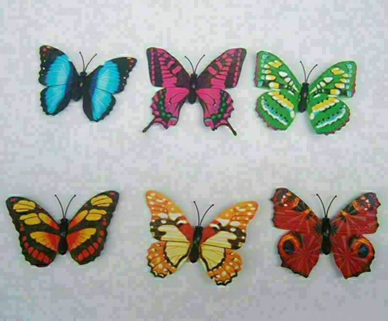 12/24/36/100/Pcs Multicolor Artificial Butterflies with Magnet Home Decorations