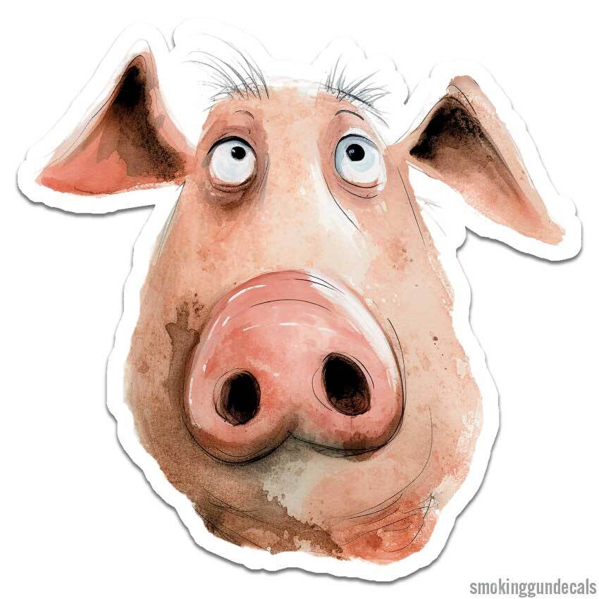 Funny Pig, Vinyl Decal Sticker, Indoor Outdoor, 3 Sizes, #12320