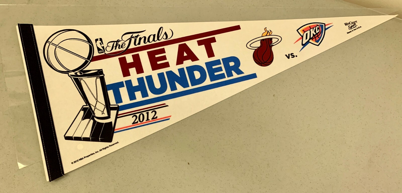 2012 Miami Heat OKC Thunder NBA Finals Champions Pennant Room Decor Flag NEW