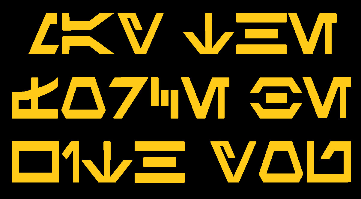 MAY THE FORCE BE WITH YOU, AUREBESH, STAR WARS ALPHABET, Decal Sticker for Cars.