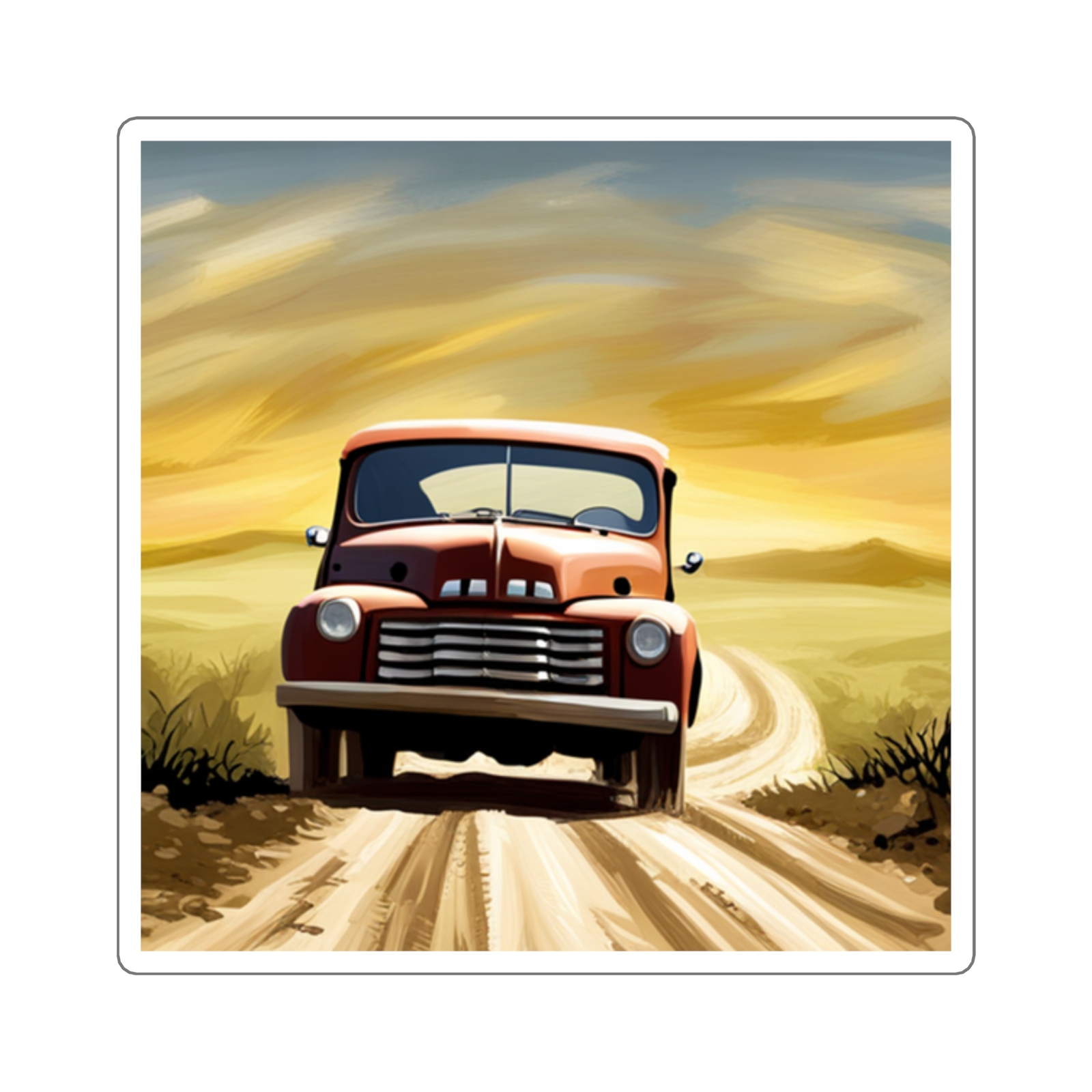 Vintage pick up truck vinyl indoors only Square Stickers