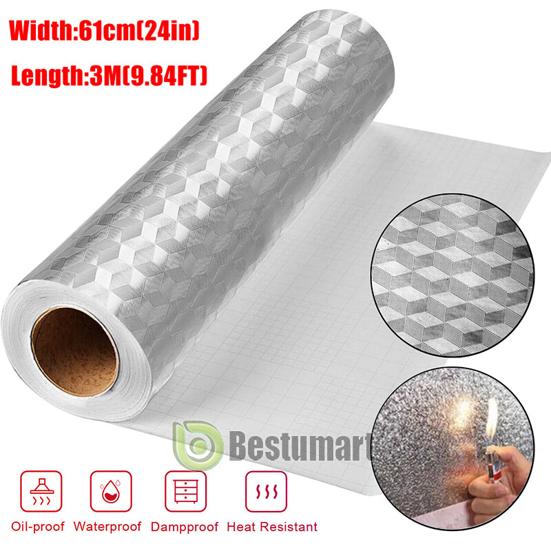 Kitchen Fire Oil-Proof Fire Wall Stickers Waterproof Self Adhesive Aluminum Foil