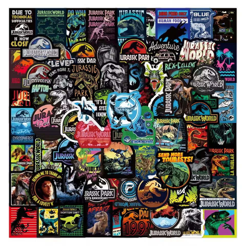 75 JURASSIC WORLD/PARK MOVIE Inspired Sticker-Tool Box, Water-Bottle, Bike Truck