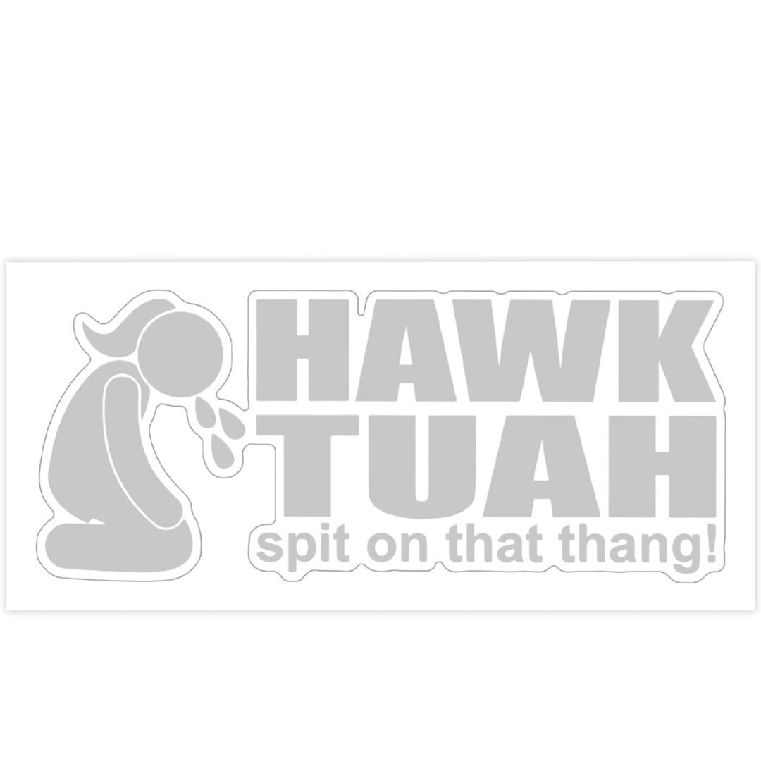 1 X hawk tuah , spit on my thang , funny, sticker , autocollant Gris
