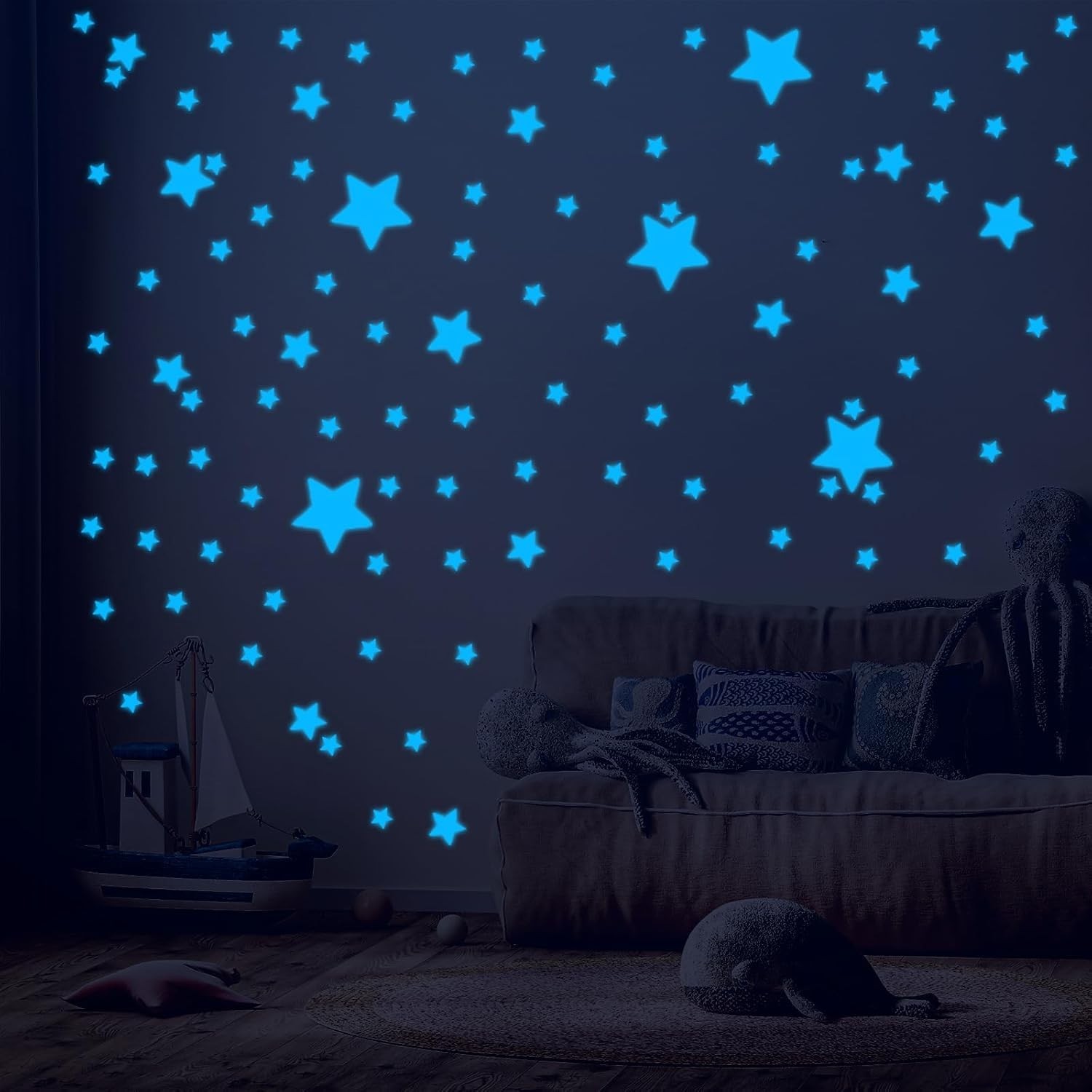 476 Pcs Blue Glow in the Dark Star Stickers – Magical Ceiling Decor for Kids