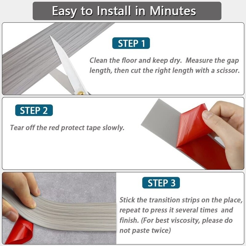 PVC Wood Graind Floor Transition Strip Self Adhesive Flat Door Edge Trim Tape 1M
