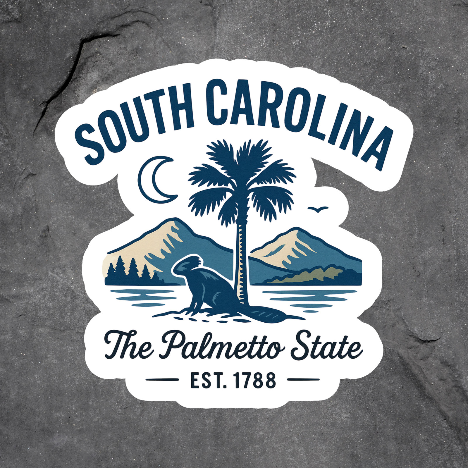 South Carolina Sticker Vinyl Decal Palmetto Tree Beaver Lake Mountains