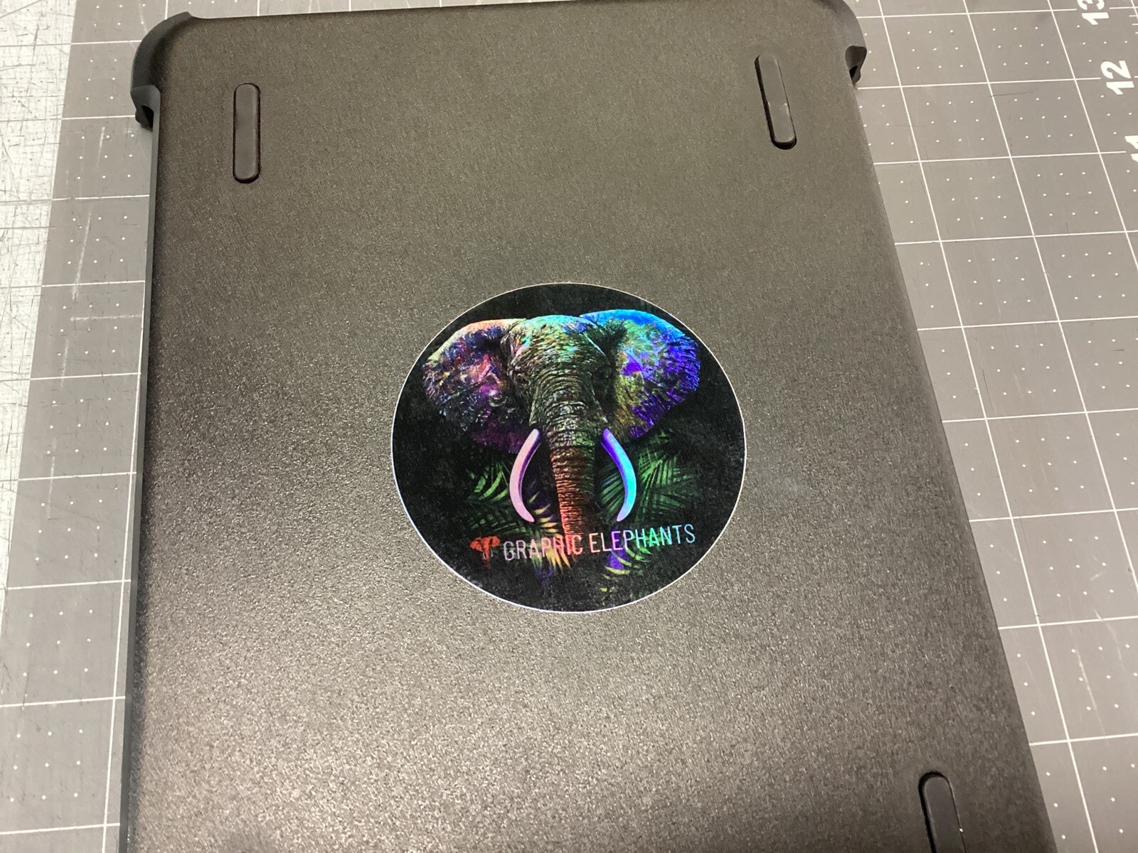 Graphic Elephants Vinyl Sticker 3” Holographic Screen Print Psychedelic Color￼