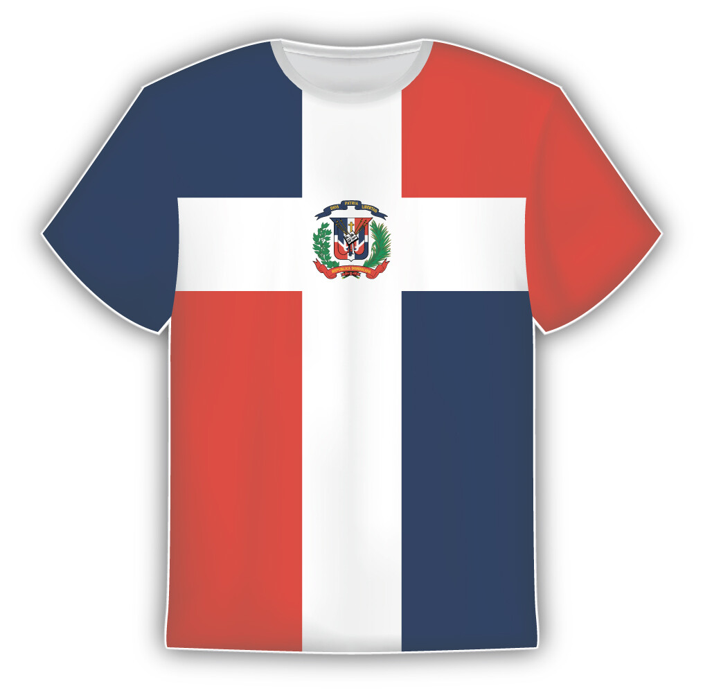 Dominican Republic Flag Sticker In The Form Of T Shirt Vinyl Sticker Decal