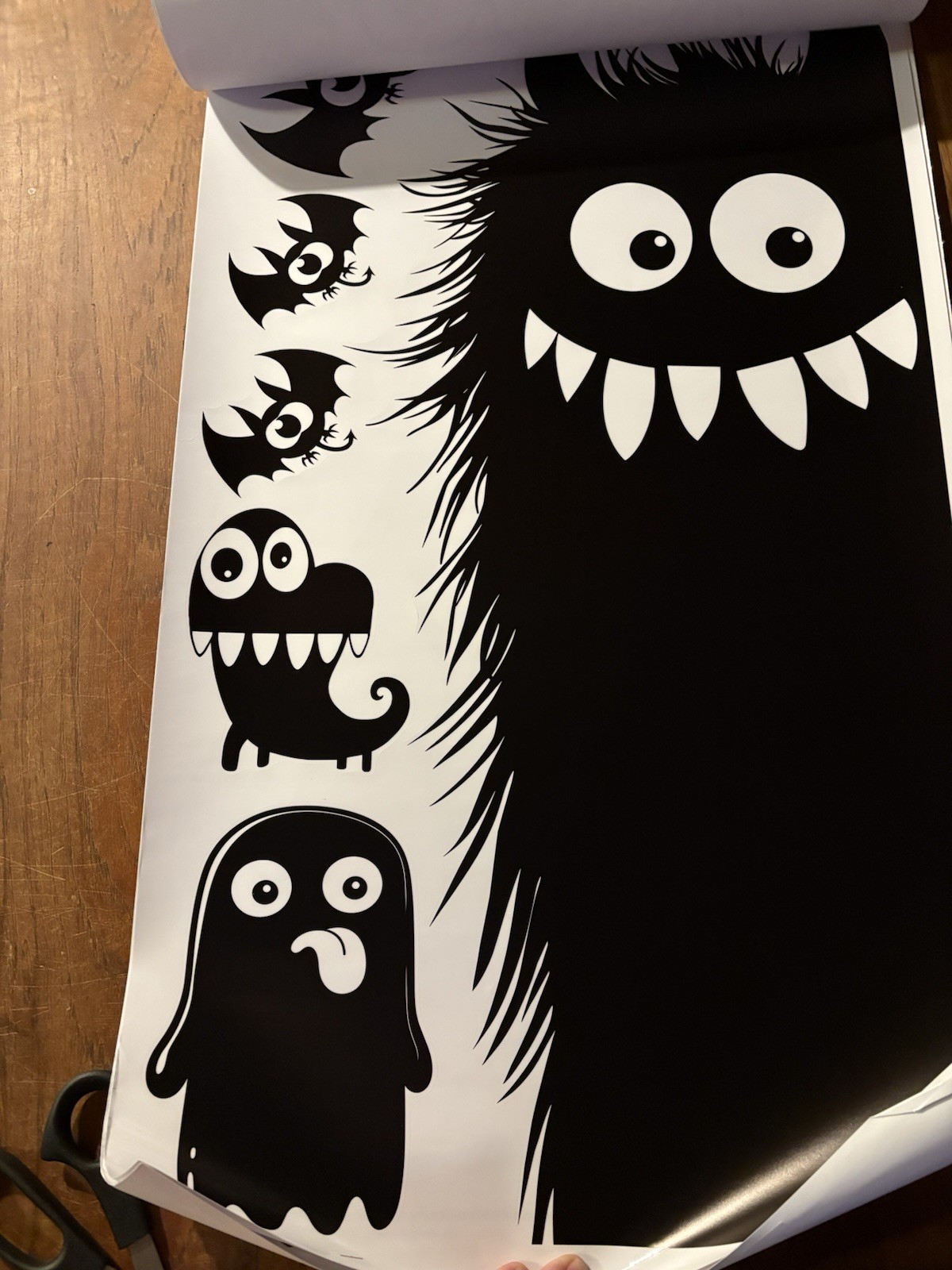 Monster Cartoon Vinyl Wall Decal Set, Removable, Black White, Modern, Any Room