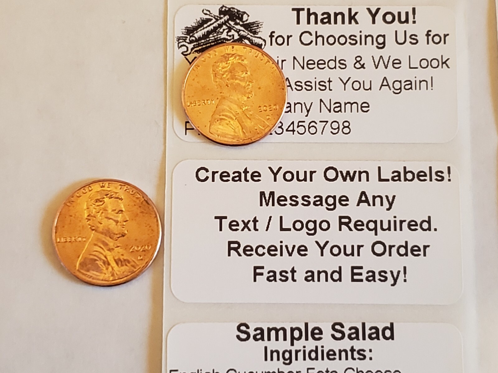 100 Custom Labels Stickers Personalized Tag 2"x1" Shipping Business Inventory
