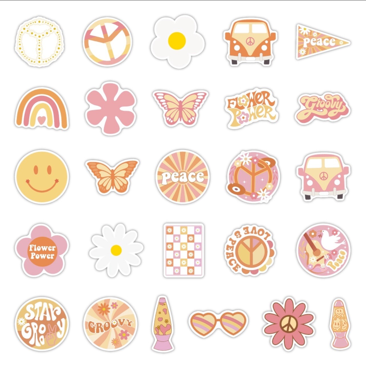 20 Random Retro Hippie Life Stickers Peace Love Decal Laptop Hydro Free Shipping