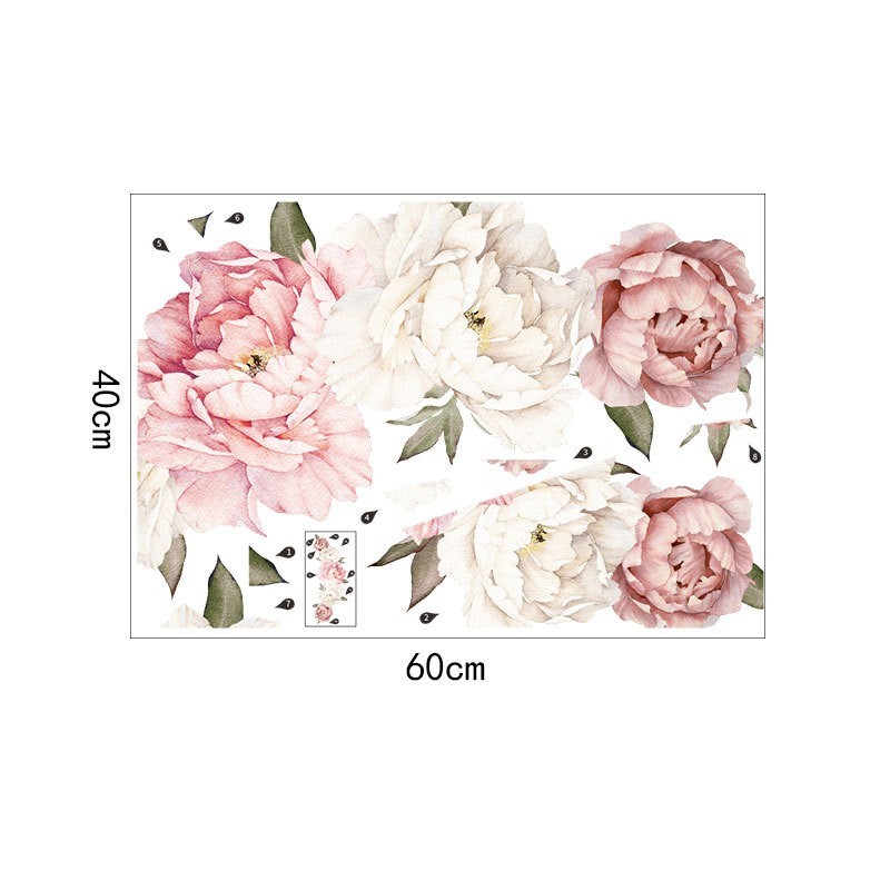 LARGE PEONY FLOWER PATTERN BEDROOM WALL STICKER MURAL DECALS HOME ART DECOR SPEC