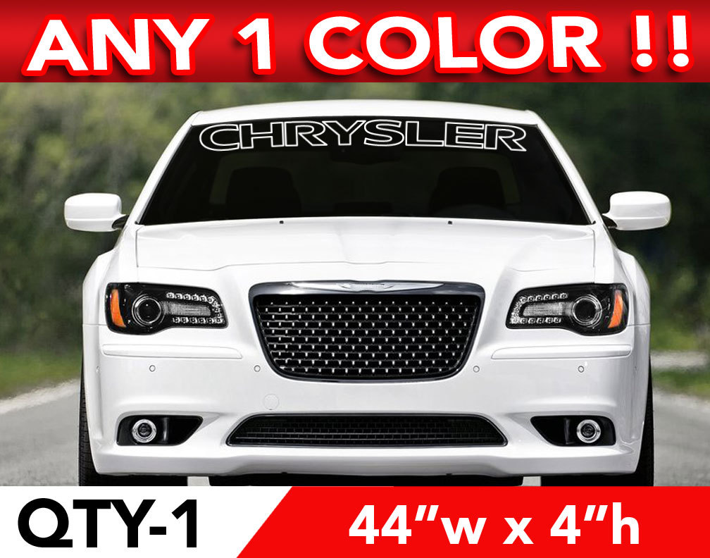 CHRYSLER OUTLINED WINDSHIELD DECAL STICKER 44"w x 4"h ANY 1 COLOR