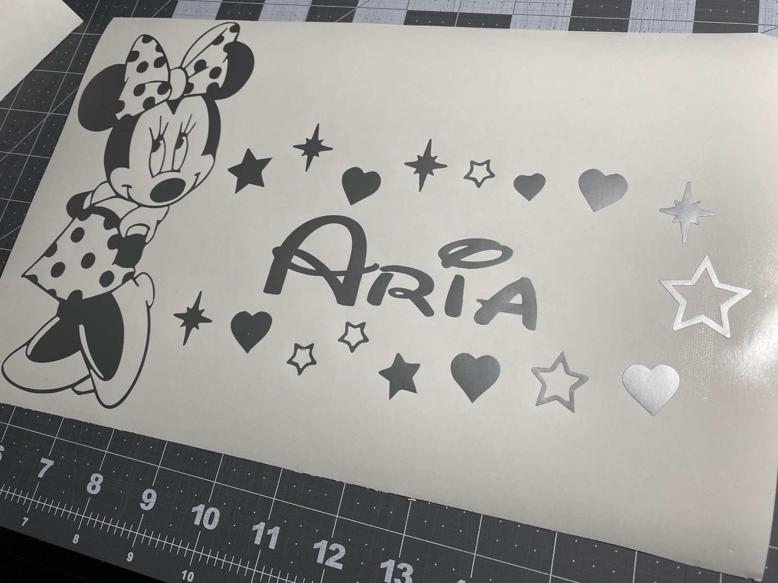 Vinyl Decal – Minnie Mouse (Customize with Name), Various Colors & Sizes