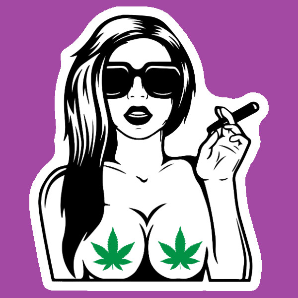 420 Weed Girl Leaf Nips UV Safe Vinyl Sticker High 420 Blaze It Weed Cannabis