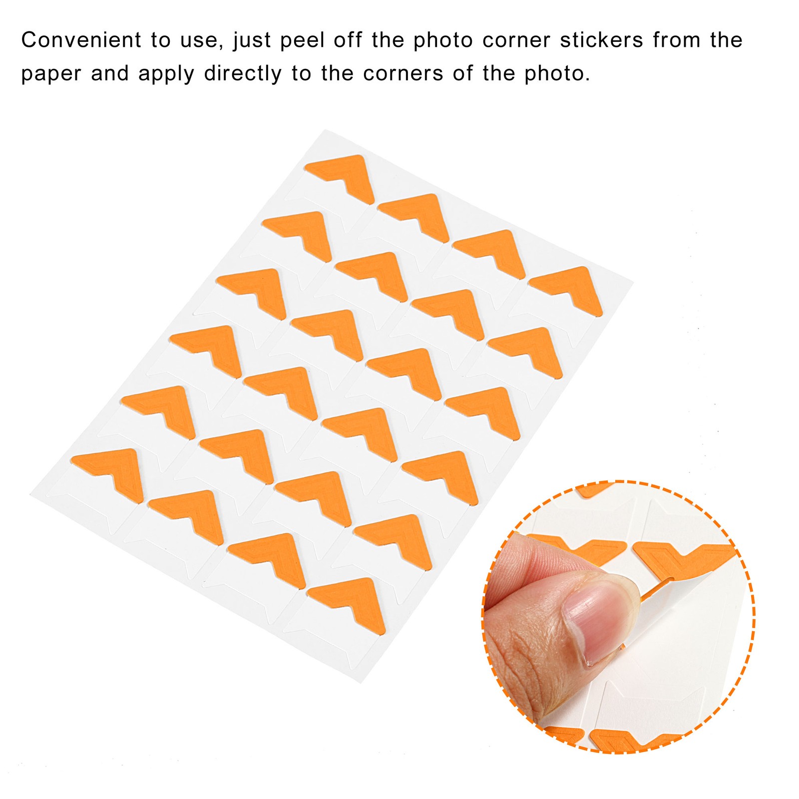 10Sheets/240Pcs Photo Corners Adhesive DIY Picture Mounting Sticker Orange
